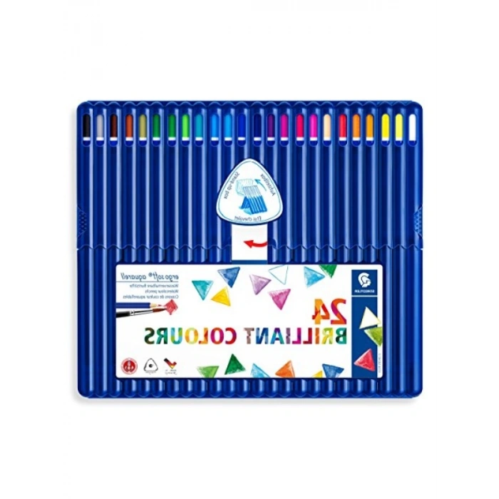 Ergonomik Üçgen Kuru Boya Kalemi, Aquarell, 24 Adet