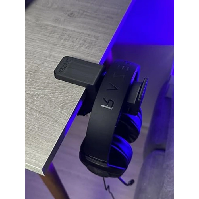 Ergonomik ve kaydırmaz keçeli siyah masa kulaklık standı, güçlendirilmiş yapısıyla Shadow Edition
