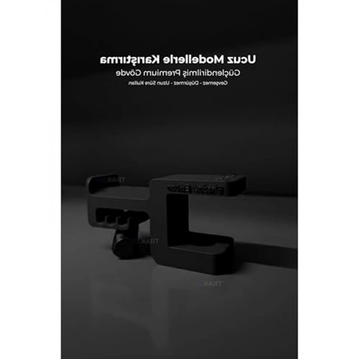 Ergonomik ve kaydırmaz keçeli siyah masa kulaklık standı, güçlendirilmiş yapısıyla Shadow Edition