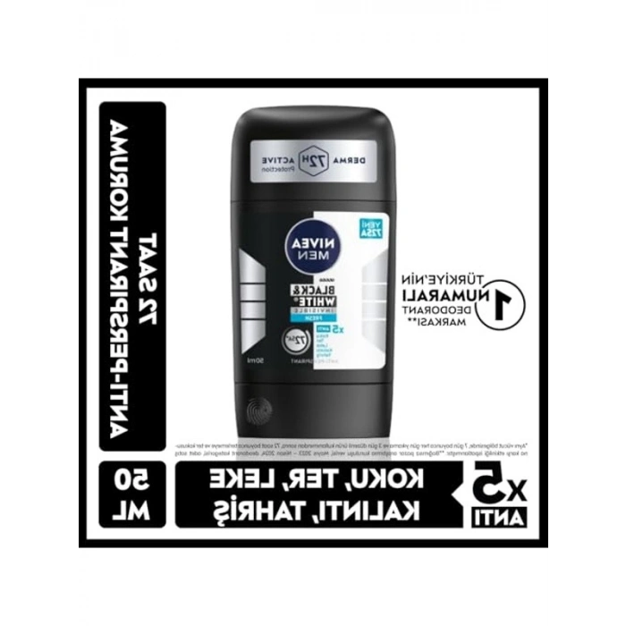 Erkek Stick Deodorant 50 ml Siyah& Beyaz Görünüm 72 Saat Koruma