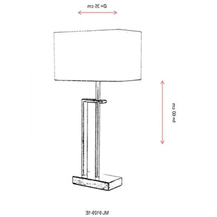 Eskitme Kaplama Metal Masa Lambası, E27, 35 cm