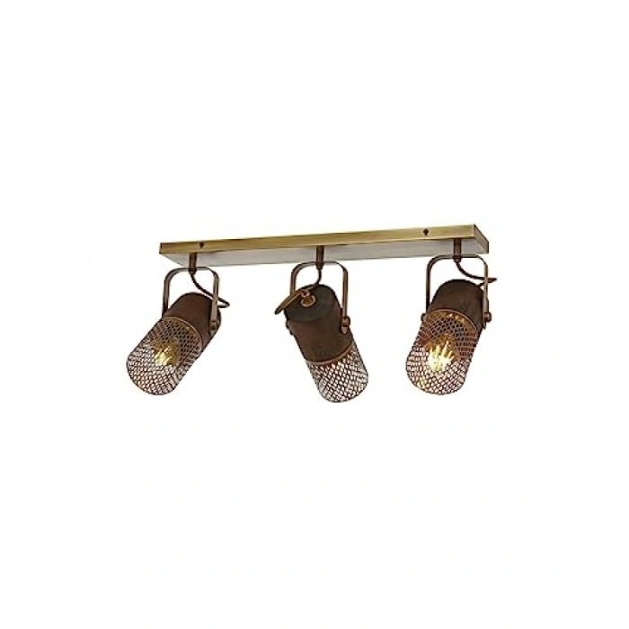 Eskitme Kaplama Modern Avize, E27 Metal ve Ahşap, 60x30 cm