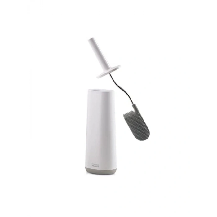 Esnek D Şekilli Tuvalet Fırçası (Beyaz/Gri)