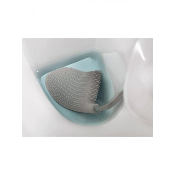 Esnek D Şekilli Tuvalet Fırçası (Beyaz/Gri)