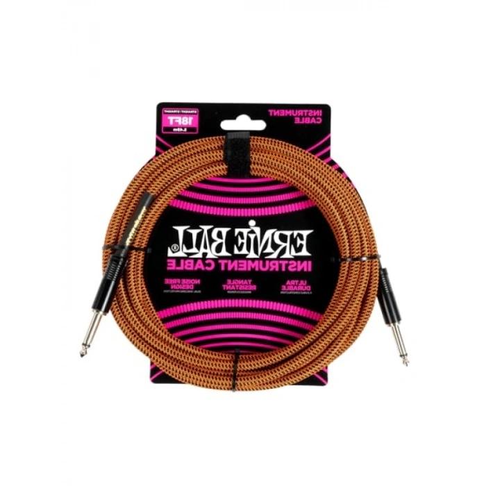Esnek Düz Açılı Enstrüman Kablosu - 18Ft, Turuncu