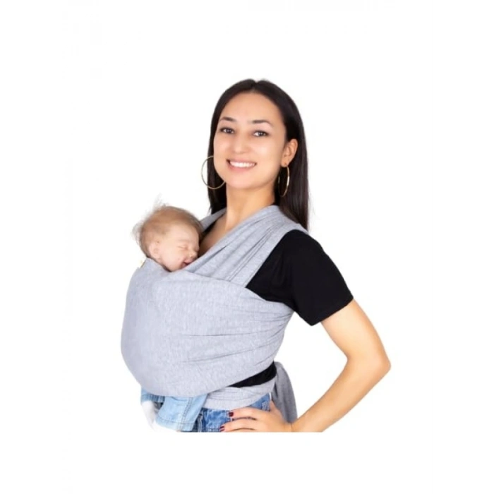 Esnek Gri Wrap Sling - Yenidoğan Taşıma Çözümü