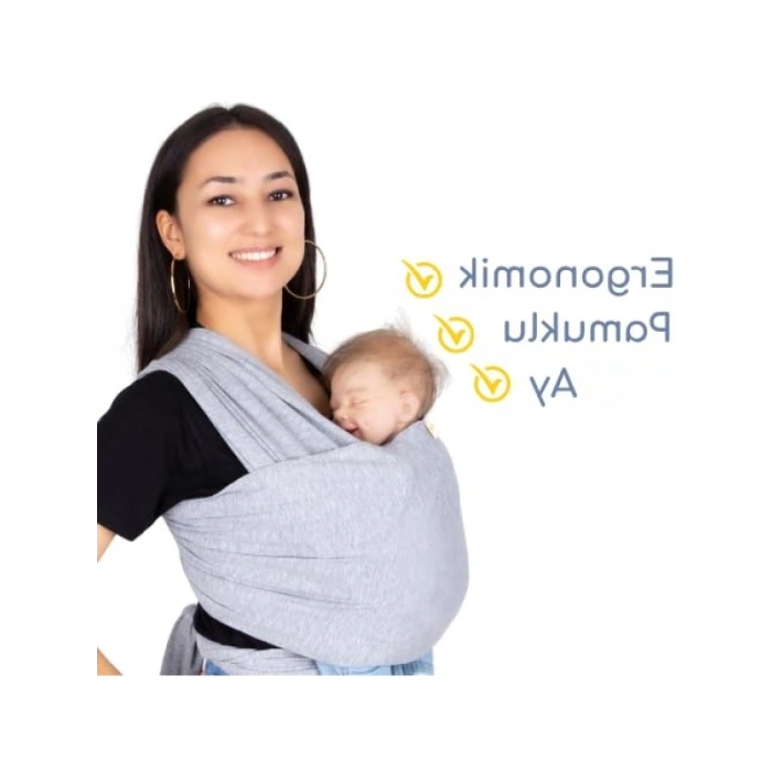Esnek Gri Wrap Sling - Yenidoğan Taşıma Çözümü