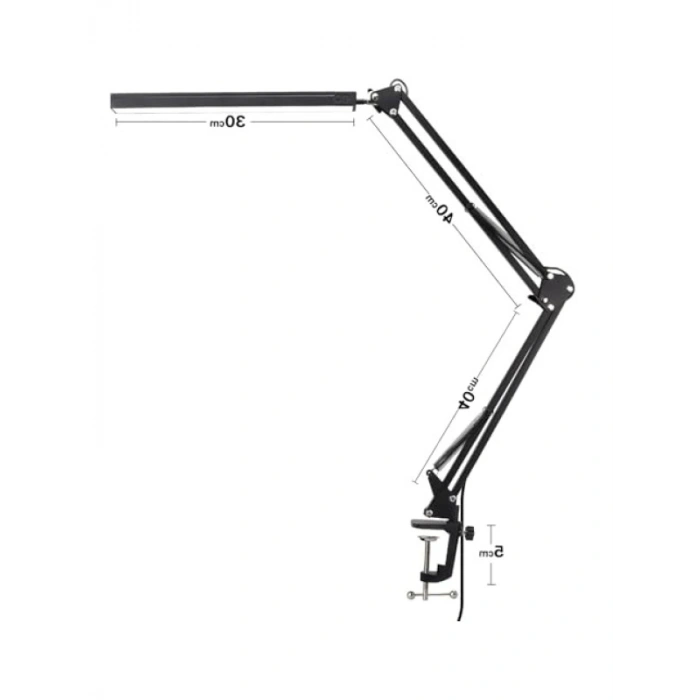 Esnek Kademeli LED Masa Lambası - 3 Modlu, Kıskaçlı, USB Kablolu
