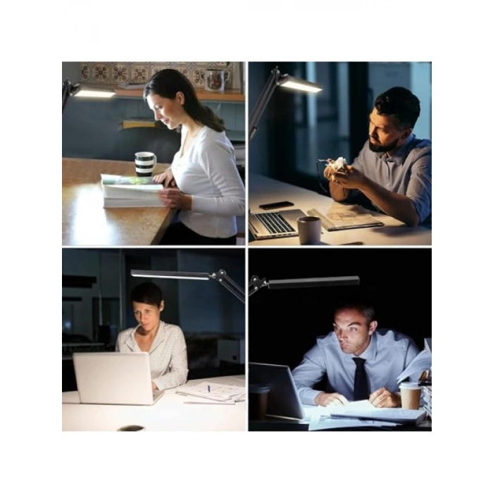 Esnek Kademeli LED Masa Lambası - 3 Modlu, Kıskaçlı, USB Kablolu