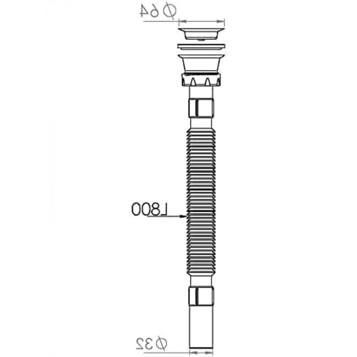 Esnek Lavabo Sifonu, Paslanmaz Çelik Süzgeçli, Beyaz