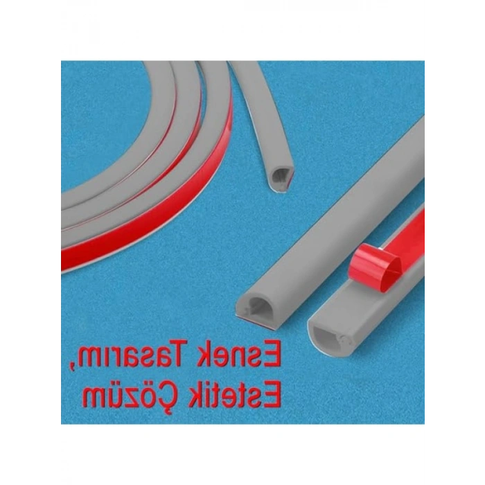 Esnek PVC Kablo Kanalı - Gri, 7mm Çap