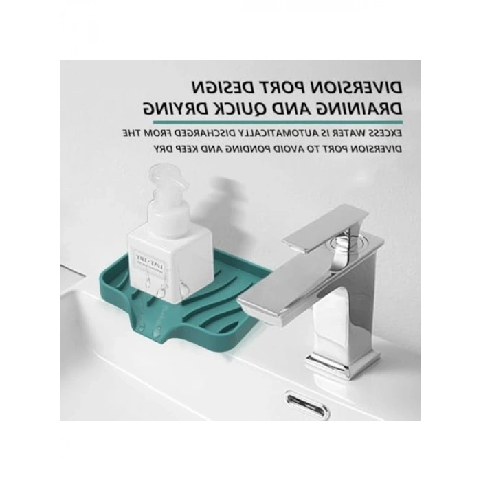 Esnek Sabunluk - Vantuzlu, Su Giderli, Gri Renk Silikon