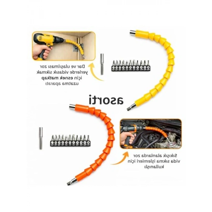Esnek Tornavida Ucu Seti 14 Parça – Dar Alanlar İçin Akrobat Tornavida Aparatı, Manyetik Tornavida Uzatma Ucu, Torx Allen PH Bits ile Profesyonel Tamir ve Montaj Seti