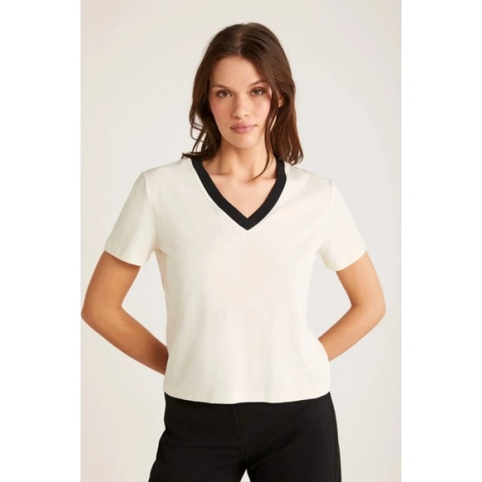 ETHIQUET CAMILLE Kadın Ekru T-Shirt