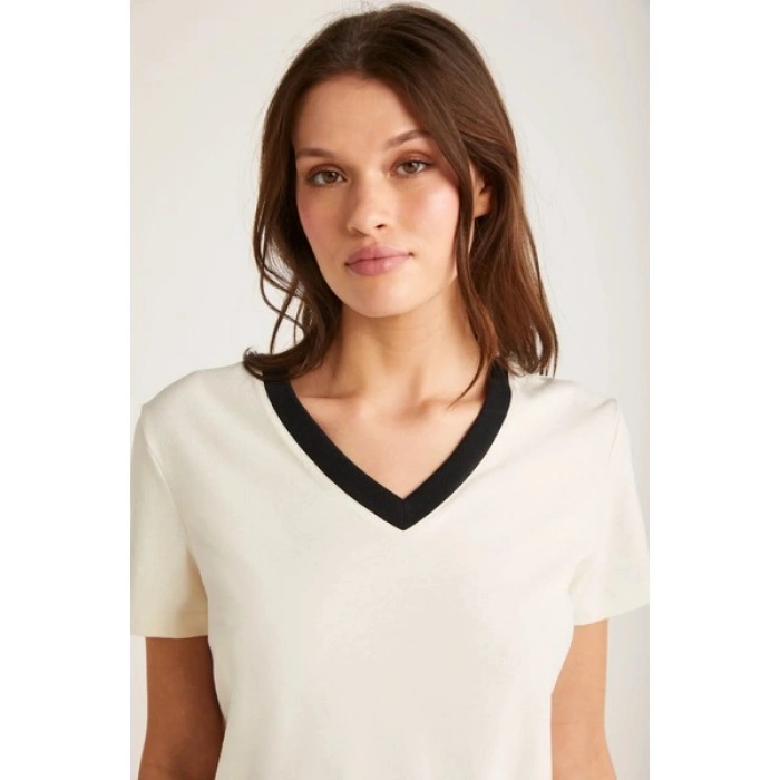 ETHIQUET CAMILLE Kadın Ekru T-Shirt