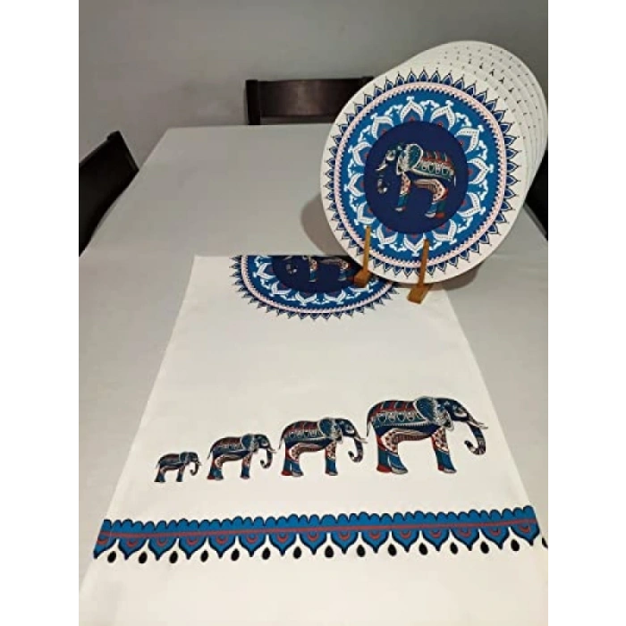 Etnik Desenli 6lı Supla ve Runner Seti, 45x135 cm