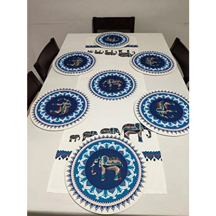 Etnik Desenli 6lı Supla ve Runner Seti, 45x135 cm