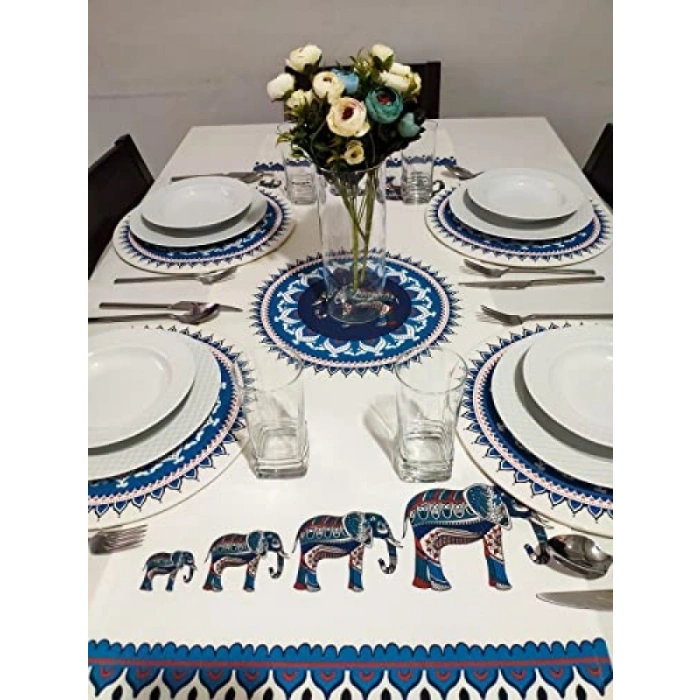 Etnik Desenli 6lı Supla ve Runner Seti, 45x135 cm