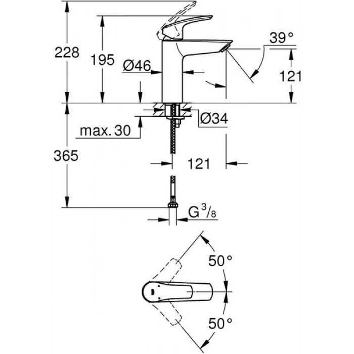 Eurosmart Tek Kumandalı Lavabo Bataryası M-Boyut - 23324003