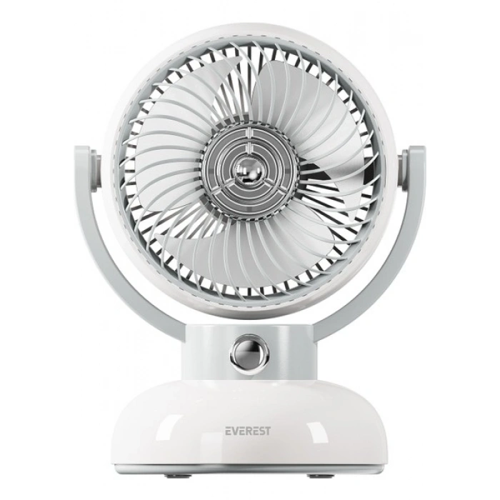 Everest EFN12 Krem 1200MAH 3 Hız Kademe LED Işıklı Retro Masaüstü USB Fan