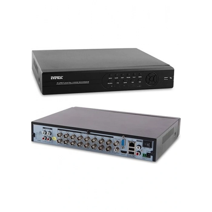 Everest Hv-816H 16Ch Görüntü Nvr + Analog Desteği 960H 6Ch Ses Dvr Kayıt Cihazı