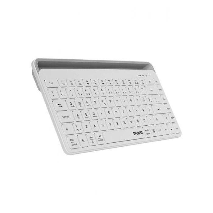 Everest KB-BT66 Beyaz 2.4g+Bt1+Bt2 Üçü Bir Arada 3 In 1 Q Kablosuz Klavye
