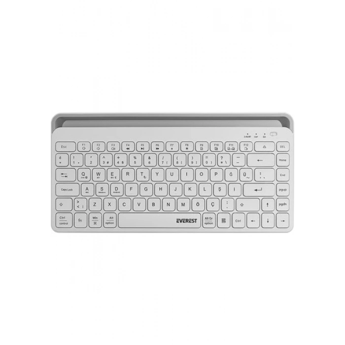 Everest KB-BT66 Beyaz 2.4g+Bt1+Bt2 Üçü Bir Arada 3 In 1 Q Kablosuz Klavye