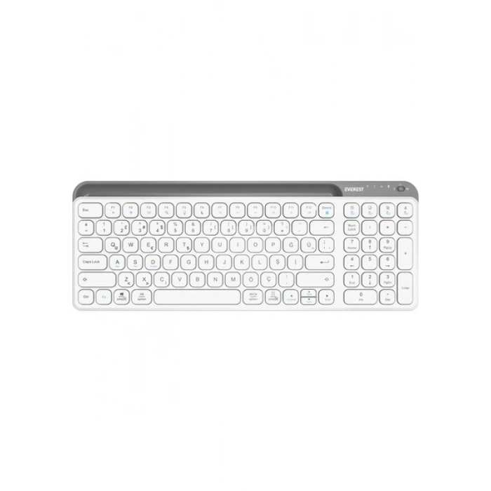 Everest KB-BT90 Beyaz/gri Bluetooth+ 2.4ghz Telefon Tablet Standlı Şarjlı Q Mac/win/android/ıos Uyum
