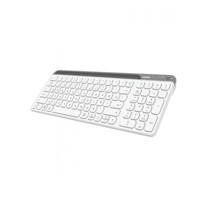 Everest KB-BT90 Beyaz/gri Bluetooth+ 2.4ghz Telefon Tablet Standlı Şarjlı Q Mac/win/android/ıos Uyum