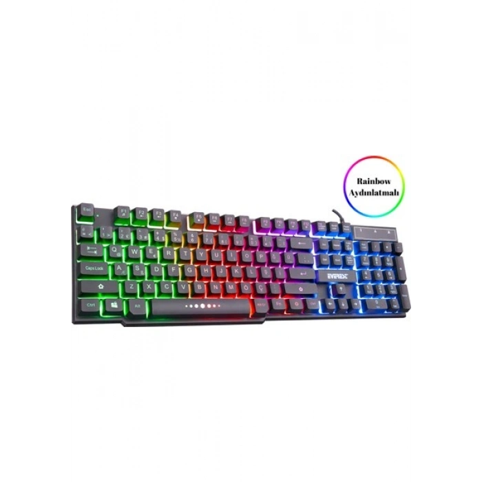 Everest KB-X88 Siyah USB Mekanik Hisli Gökkuşağı Aydın. Q Oyuncu Klavyesi