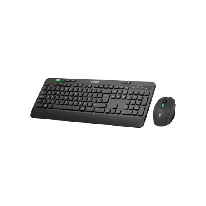 Everest KM-2620 Siyah USB Sessiz Switch Ince Kablosuz Q Multimedia Klavye + Mouse Set