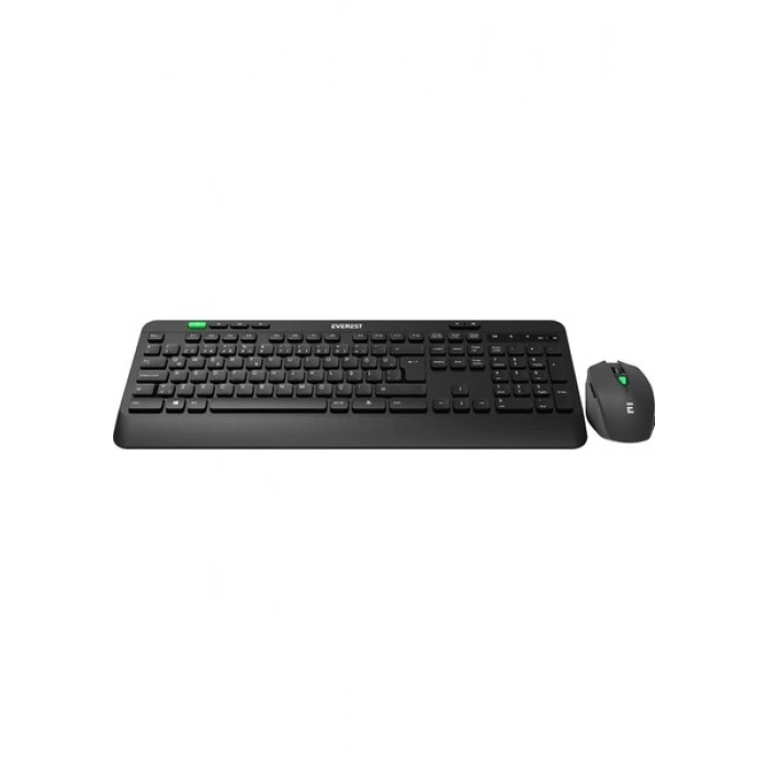 Everest KM-2620 Siyah USB Sessiz Switch Ince Kablosuz Q Multimedia Klavye + Mouse Set