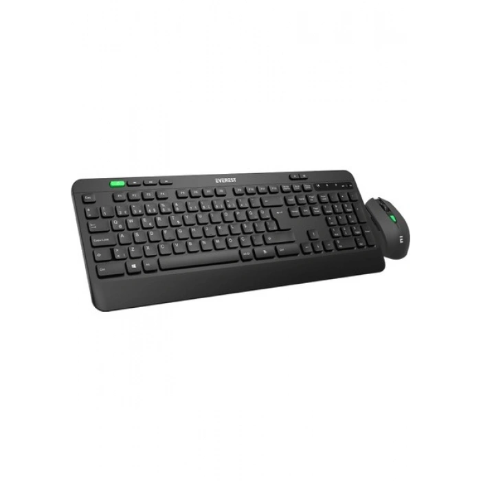 Everest KM-2620 Siyah USB Sessiz Switch Ince Kablosuz Q Multimedia Klavye + Mouse Set
