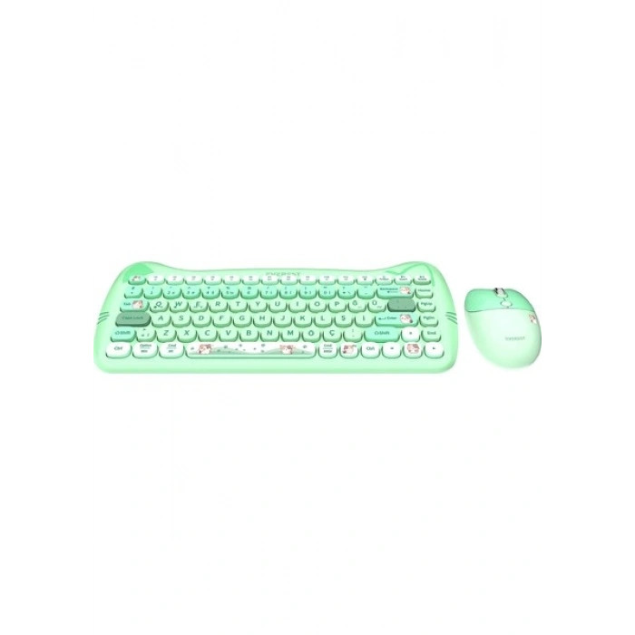 Everest KM-6285 Catty Mını Renkli Tuşlu Yeşil 2.4 Ghz + Bt Kablosuz Q Multimedia Klavye + Mouse Set