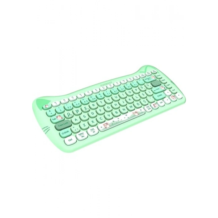 Everest KM-6285 Catty Mını Renkli Tuşlu Yeşil 2.4 Ghz + Bt Kablosuz Q Multimedia Klavye + Mouse Set
