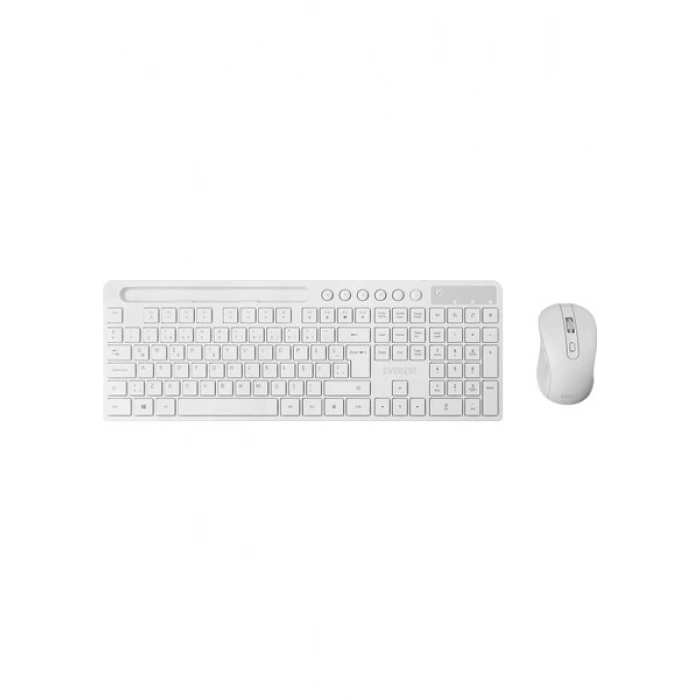 Everest KM-730 Beyaz Kablosuz Q Multimedia Klavye + Mouse Set