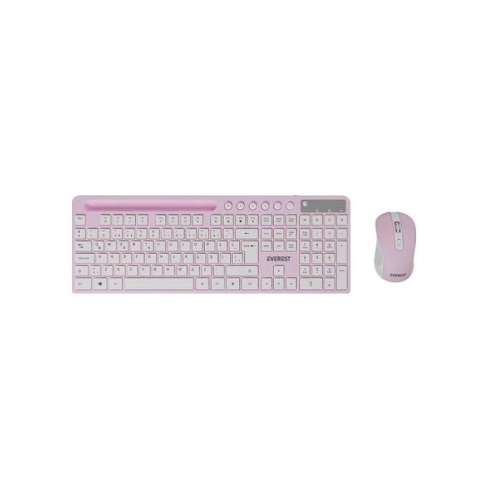 Everest KM-730 Pembe/beyaz Kablosuz Q Multimedia Klavye + Mouse Set