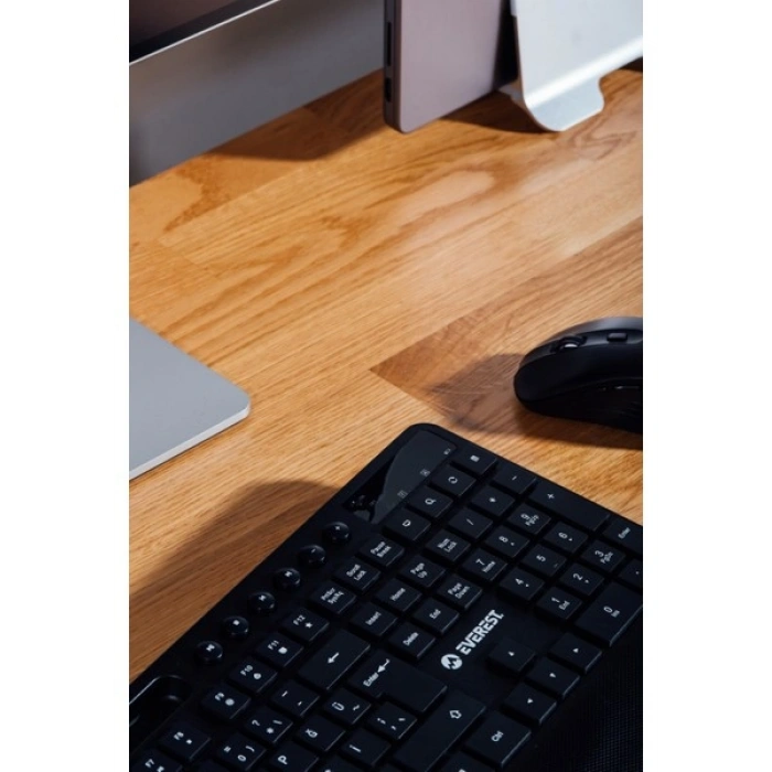 Everest KM-9676 Siyah Multimedya Tablet-Telefon Standlı Klavye + Mouse Set