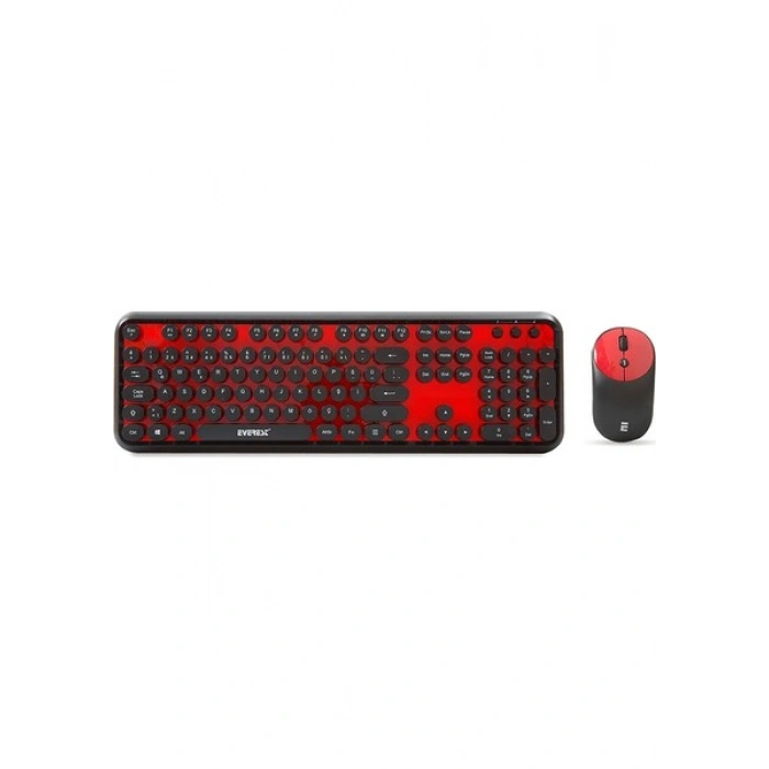 Everest Round KM-6282 Siyah Kırmızı Kablosuz QMultimedia Klavye + Mouse Set