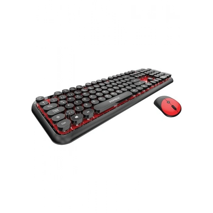 Everest Round KM-6282 Siyah Kırmızı Kablosuz QMultimedia Klavye + Mouse Set