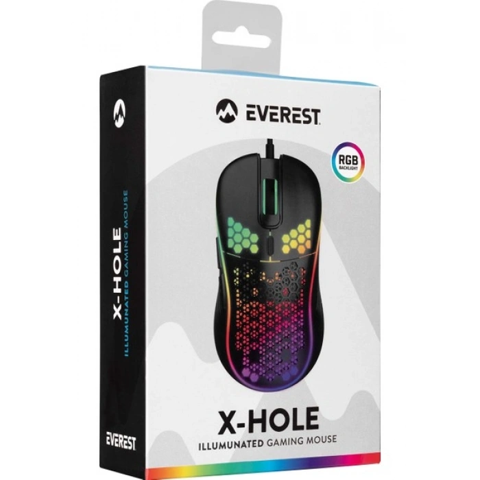 Everest SM-G66 X-Hole USB Siyah 7d Optik 8000DPI LED Işıklı Mouse