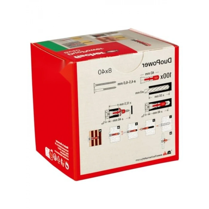 Evrensel 8 x 40 Dübel Seti, 100 Adet
