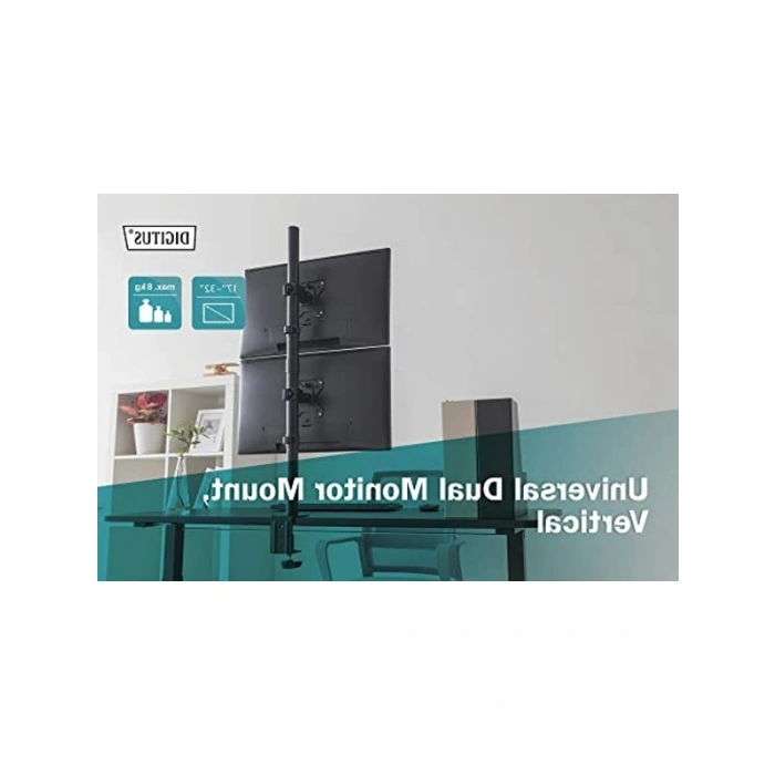 Evrensel Çift Monitör Tutucu, Dikey VESA 100x100 Maksimum, Siyah