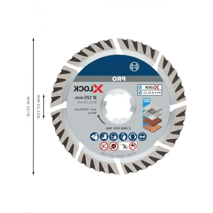 Evrensel Elmas Kesme Diski, 12,5 cm, X-Lock