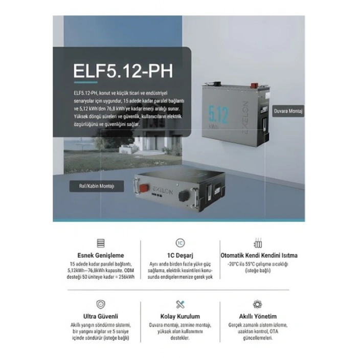 Exelon 51.2V 100AH Lifepo₄ Lityum Akü