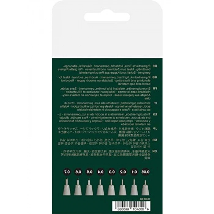 Faber-Castell Ecco Pigment Set 8’li, 0.05 – 0.1 – 0.2 – 0.3 – 0.4 – 0.5 – 0.6 – 0.7 mm Uç, Ergonomik Tutuş, Suya Dayanıklı Pigmentli Mürekkep