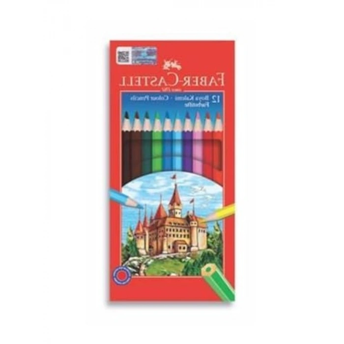 Faber Castell Kuru Boya Kalemi, 12 Renk, Tam Boy, Renkli