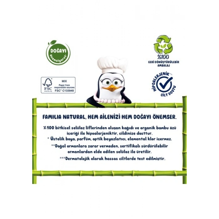 Familia Plus Natural Penguen Gofrajlı 16lı Havlu Kağıdı