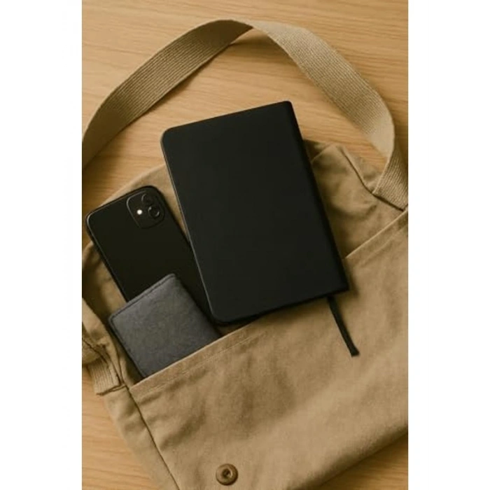 Fark Tanıtım Defter, Noktalı Defter, Termo Deri Kapaklı Noktalı Defter, 128 Yaprak A5 Defter, Ofis ve Kırtasiye, Plan, Notebook (Siyah)