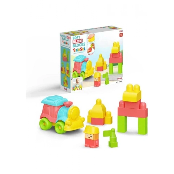 Fen Toys 04122 Yumuşak Bloki Bloklar Tren Set 24 Parça